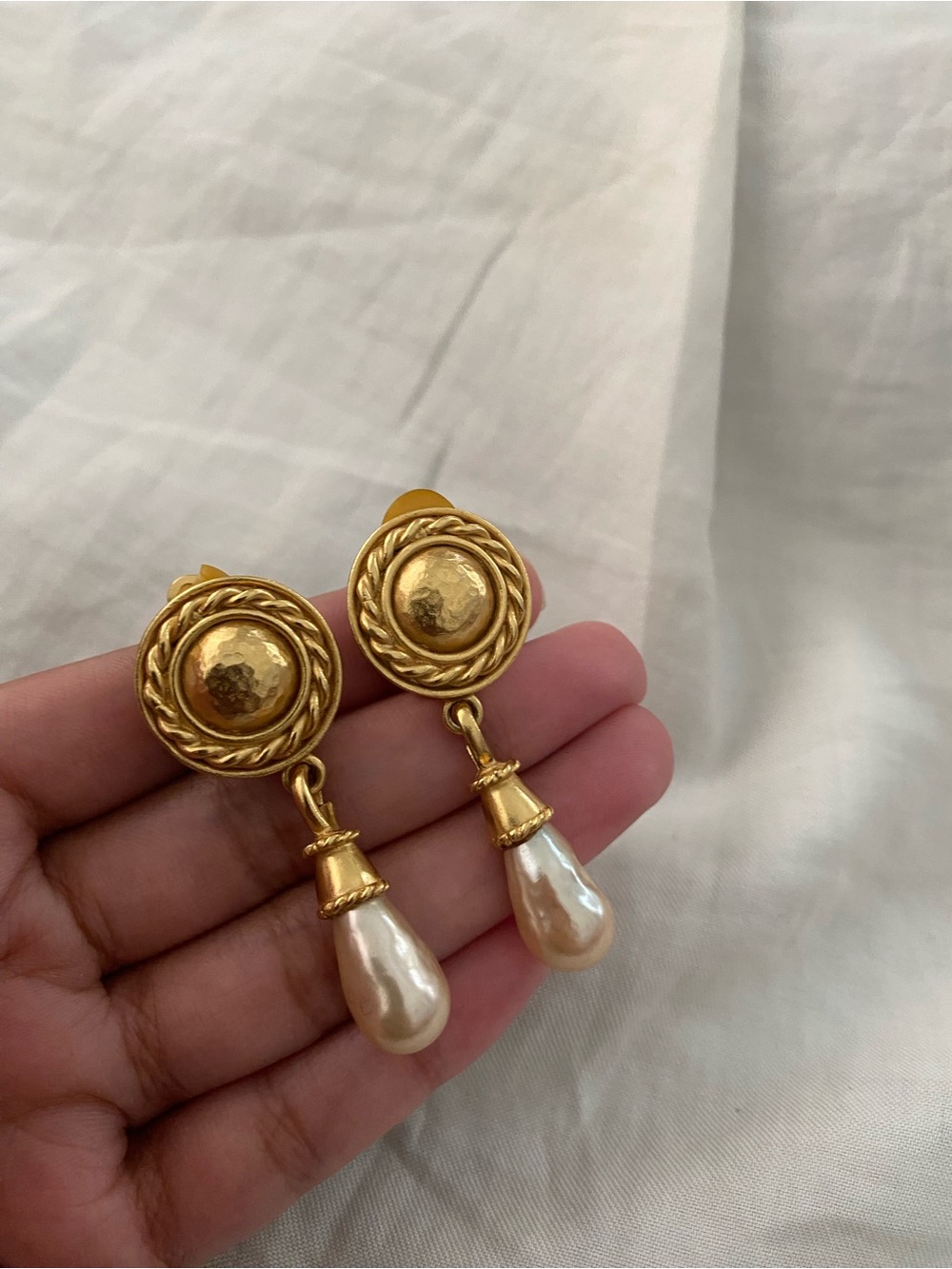 Gold-Tone Pearl Drop Earrings - Elegant Women Jewelry